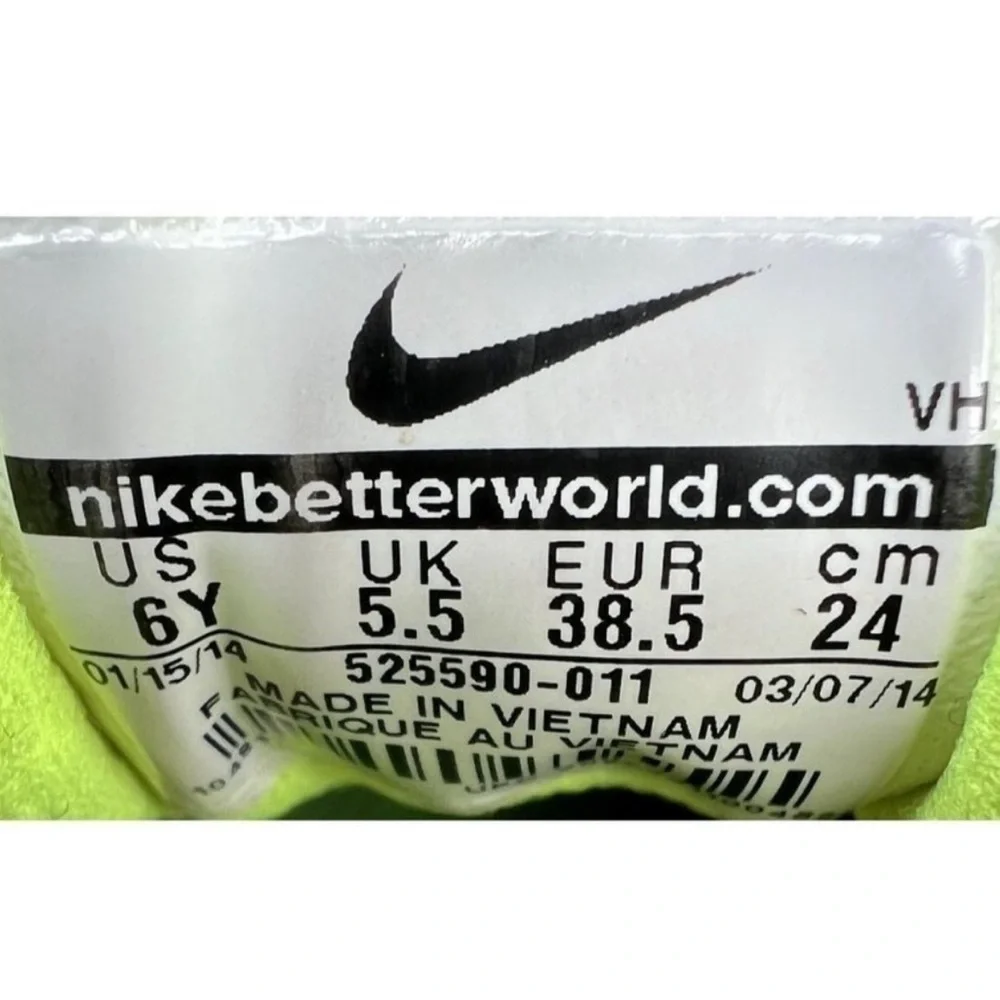 Nike Dual Fusion Run 525760-009 Gray Neon Running Shoes Sneakers Size 6Y